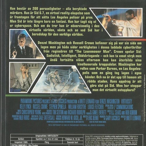 VIRTUOSITY - DENZEL WASHINGTON - UTGÅTT !! ( SVENSKT TEXT )