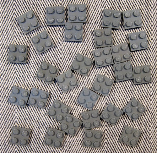 LEGO Grå Mörkgrå Plate Plattor 2 X 2 Item No: 3022 Ca 20 gram