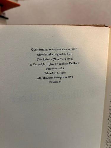 Tre rövare av William Faulkner, Very Fıne plus