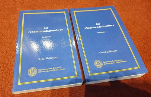Ett rekommendationsbrev - Gustaf Hellström - år 1920 - Reprint