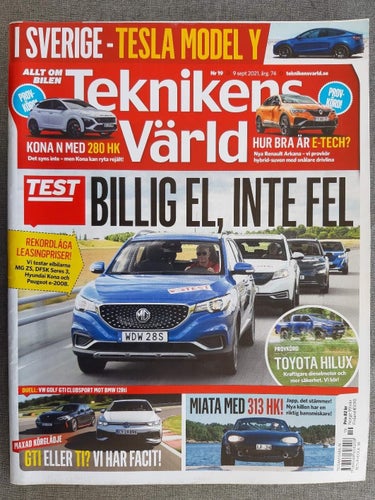 Teknikens Värld nr 19 2021: Peugeot e-2008, MG ZS, Hyundai Kona Electric, DFSK