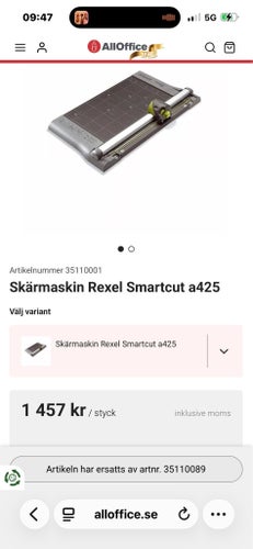 Skärmaskin Rexel Smartcut A425