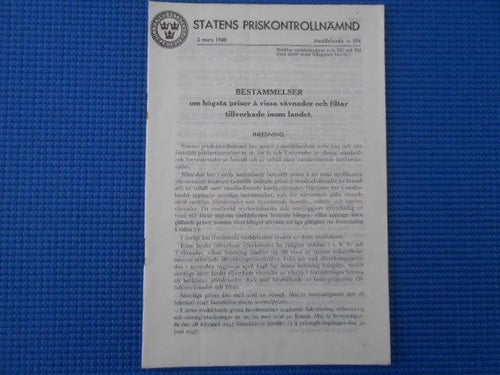 Statens Priskontrollnämnd 3 mars 1948 meddelande 994