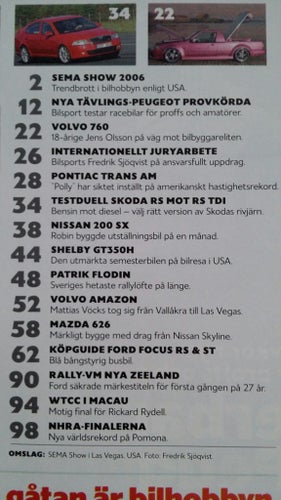 Bilsport nr 25 2006: Skoda Octavia RS/RS TDI, Shelby GT350H, Focus RS/ST