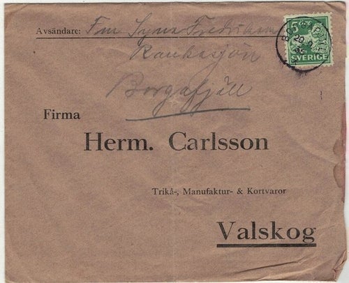 Borgafjäll NSt 59b på brev 20.9.35 PRAKT