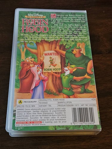 ROBIN HOOD .DISNEY. VHS Svenskt tal tecknad film
