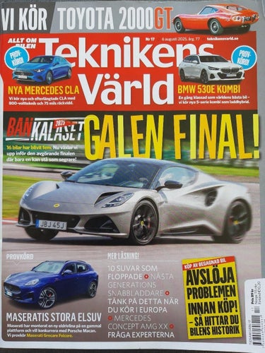 Teknikens Värld nr 17 2025: Mercedes CLA EQ, Porsche 911 GT3, Lotus Emira