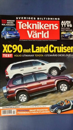 Teknikens Värld nr 5 2003: Toyota Land Cruiser vs Volvo XC90 D5, Audi TT 3,2