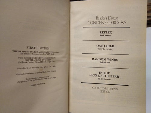 Reflex, One Child, Random winds, In the sign of the bear - Readers Digest Conden