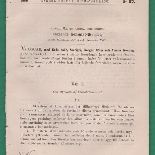 SFS 1886-69 Förordning ang. konsulatväsendet