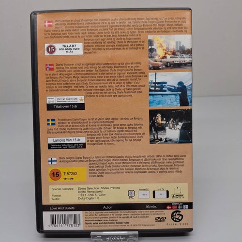 Love and bullets - Charles Bronson - Region 2, DVD-Film, Svensk text, Fint skick