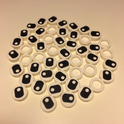 Lego 1x1 slät platta rund med tryck vit 50st