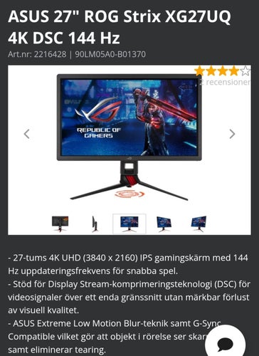 ASUS 27" ROG Strix XG27UQ 4K DSC 144 Hz