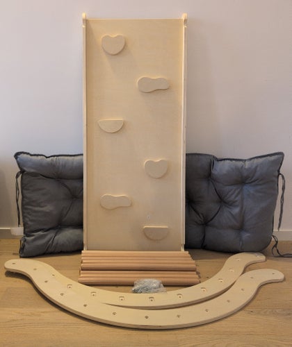3-i-1-klättersteg-set för barn, klätterbåge med sitsdyna på 8 cm