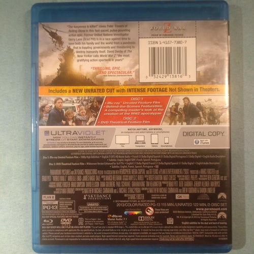 World War Z - Unrated cut - Blu-ray ( Saknas DVD och digital kopia)
