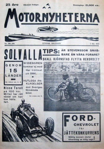 Motornyheterna 1932-40 Racing På Solvalla.Fiat.New Imperial