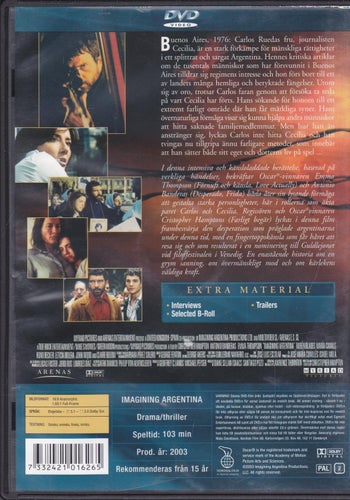 DVD / Imagining Argentina / Antonio Banderas, Emma Thompson / Nära Nyskick