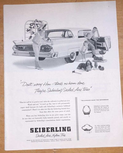 Tidningsannons Seiberling med bild på 1959 Lincoln
