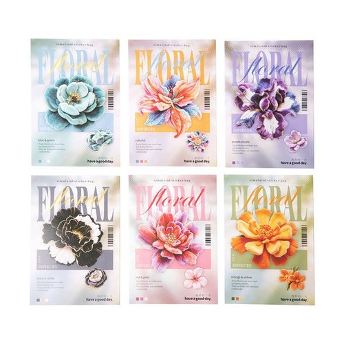 6-pack blomstertema DIY journal dekorativa klistermärken 180 ark