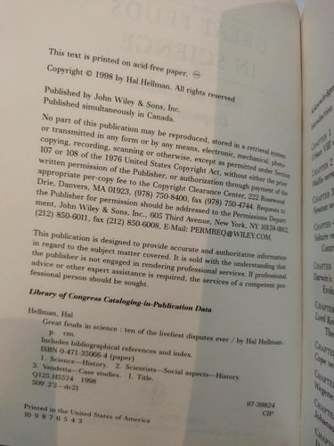 Great feuds in science by Hal Hellman. Fine