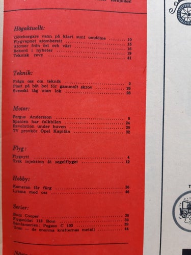 Teknikens Värld nr 11 1956: Opel Kapitän, Pegaso C 103