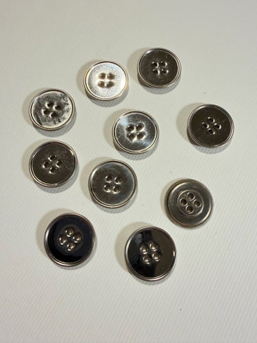10 st metallknappar, 20 mm, vintage knappar, retro, 50-70-tal, antique buttons