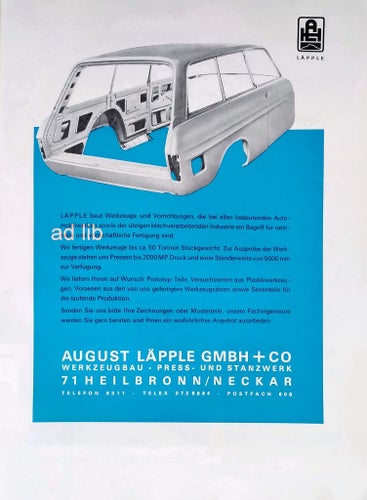 AUGUST LÄPPLE PRESS UND STANZWERK, STOR REKLAMANNONS 1967