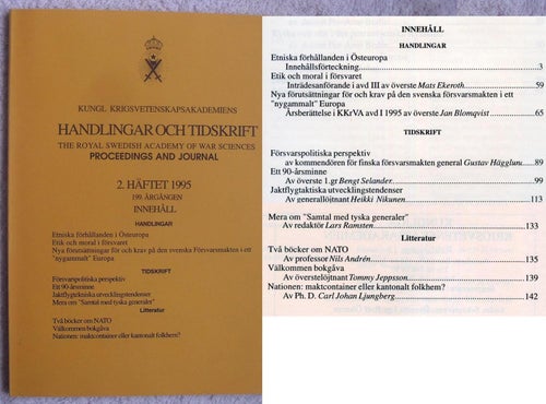 Etnicitet i Östeuropa, etik och moral i svenska försvaret m.m. (Krigsvet 2/1995)