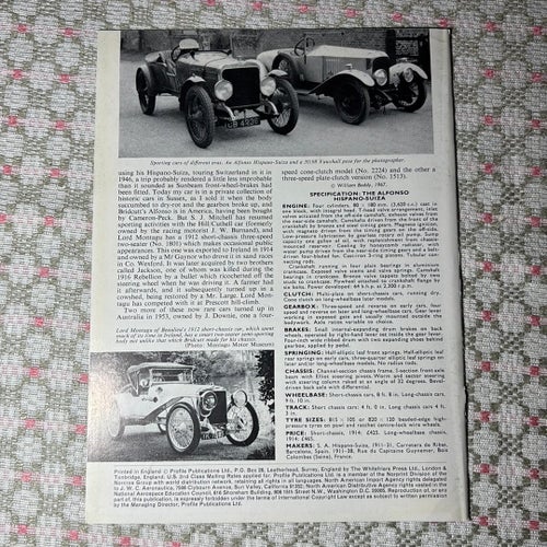 The Alfonso Hispano-Suiza - Models profile publications