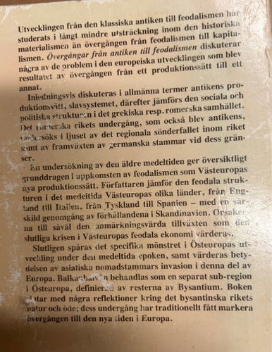 Övergångar från antiken till feodalismen av Perry Anderson