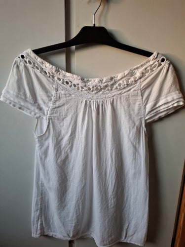 Calvin Klein vit, båtringad sommarblus, storlek S