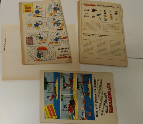 Samling Walt Disney's Kalle Anka & Co 1958 flera nummer 3 styck