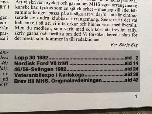 MOTORHISTORISKT MAGASIN NR 8 1982 BILANSIKTE,VETERNBILEXPO I KARLSKOGA,GAMLA BIL