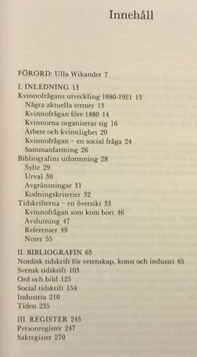 Kvinnofrågan 1880-1921: en artikelbibliografi / Ulla Manns