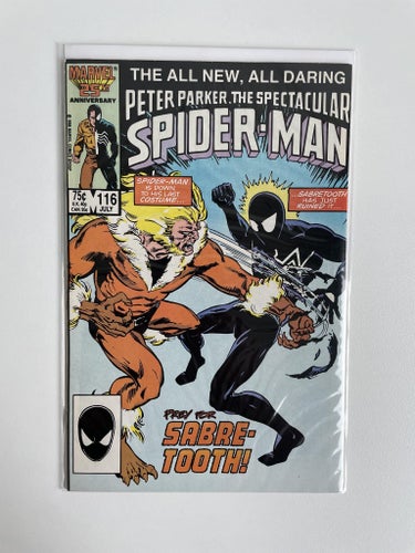 Spectacular Spider-Man #116 1st appearance Foreigner från 1986 Marvel