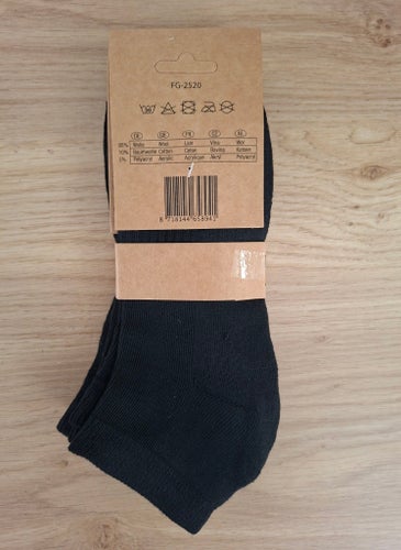 3 par sommaralpacka ullsneakersockor Storlek 35-38 (Svart)
