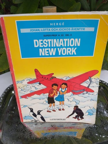 Tintin Desitnation New York tryckt 1972 1:a upplagan