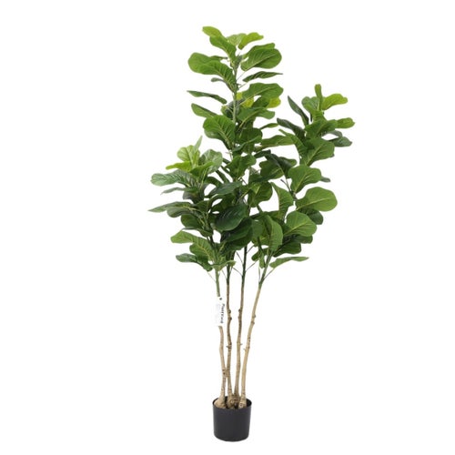 170cm Artificial Ficus Lyrata 4 Trunks Dark Green Large Potted Faux Plant Decor