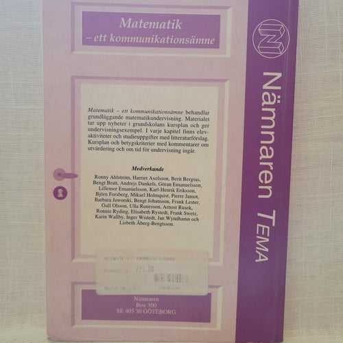Nämnaren Tema: Matematik - ett kommunikationsämne, Ronny Ahlström m.fl., 1998