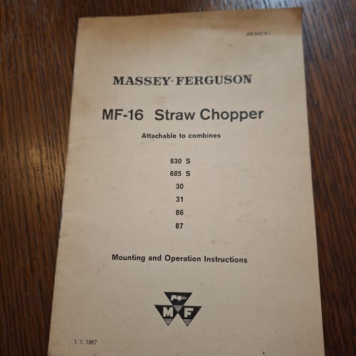 MASSEY-FERGUSON MF-16 Straw Chopper Monterings- och bruksanvisning 1967