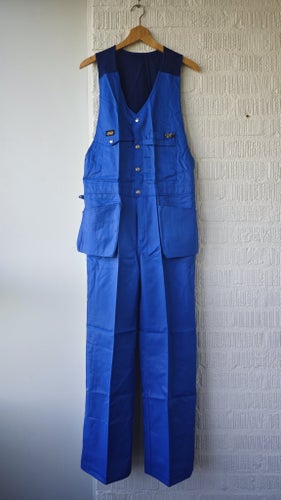 Snickarbyxa / Overall / Hängselbyxa C146 / 46 Blå Arbetsbyxa Bävernylon Vintage