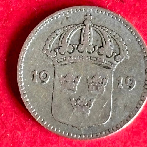 Sverige 10 öre, 1919, Silver.