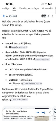 Oöppnad paket med textilvaror för Lexus