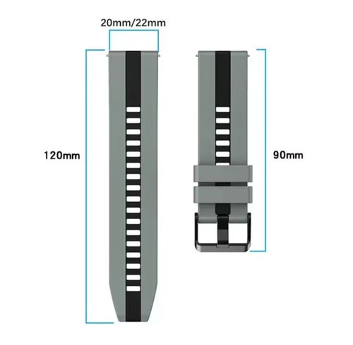 Nytt 22mm marinblått och vitt silikonarmband för smartklocka