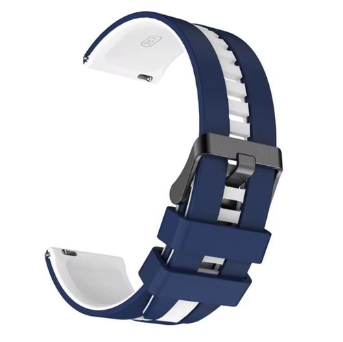Nytt 22mm marinblått och vitt silikonarmband för smartklocka
