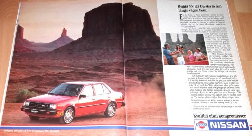 NISSAN SUNNY, REKLAM STOR TIDNINGSANNONS 1985