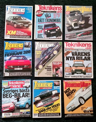 Samling av Teknikens Värld tidningar från 1980-talet och framåt
