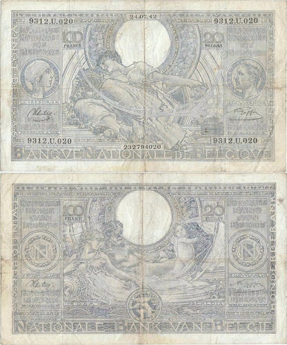 1942 (24 July), 100 Francs - Belgium | P-107a.26