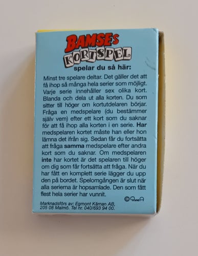 Bamses Kortspel Komplett / Utgången / Raritet Från Tidningen Bamse Nr 10-11/04