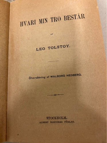 Hvari Min Tro Består av Leo Tolstoy, 1887